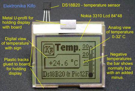 Nokia 3310 Lcd Thermometer Using DS18B20