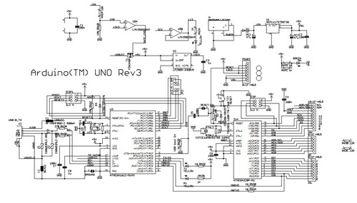 Принципиальная схема Arduino UNO