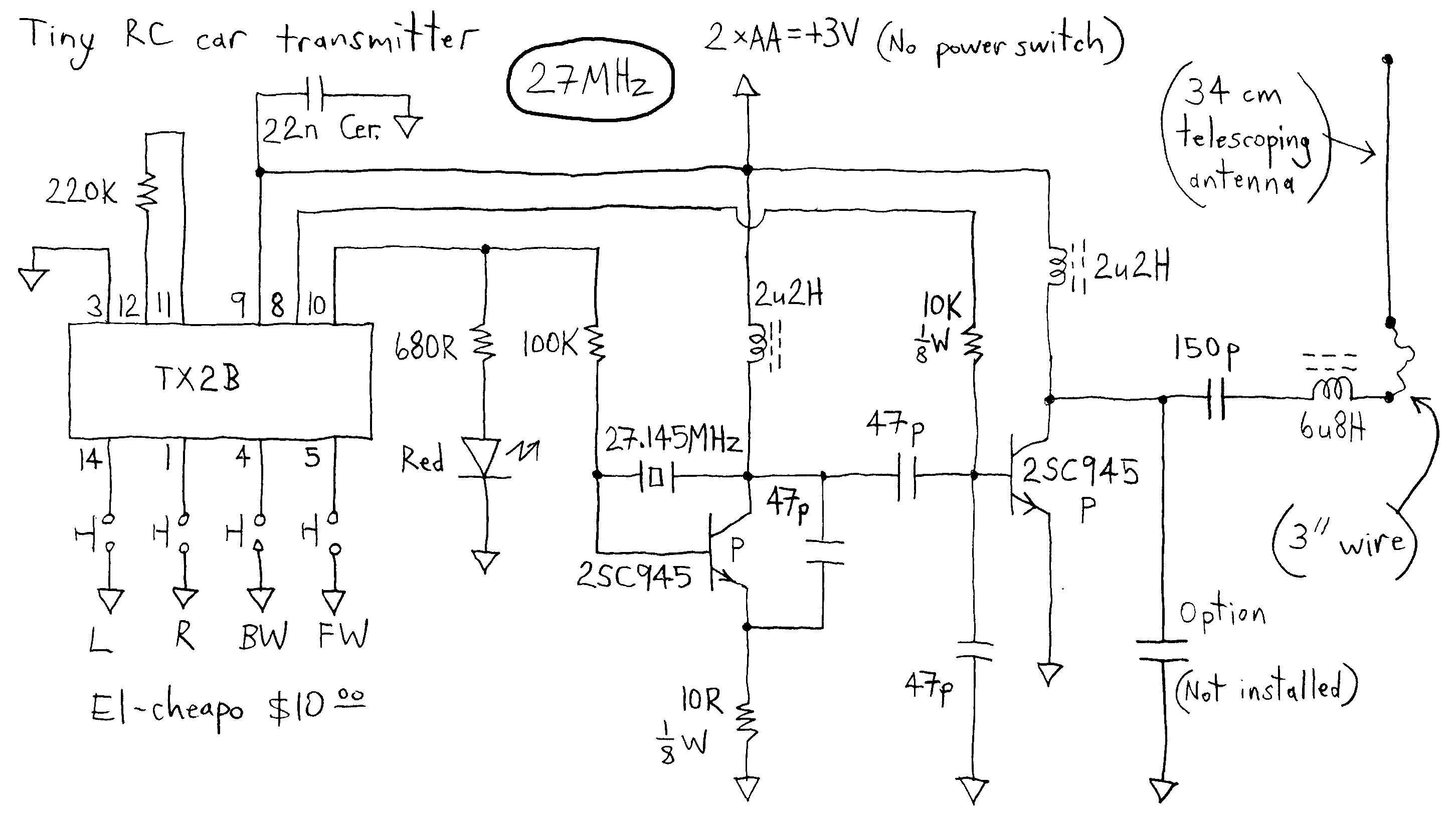 rc car transmitter and receiver circuit diagram