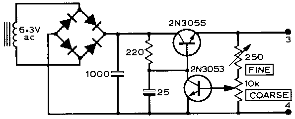 DC filament supply with series transistor control