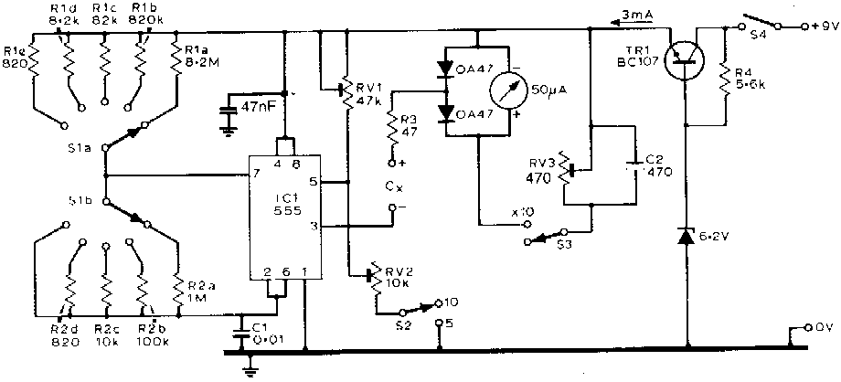 Circuit of linear-scale capacitance meter