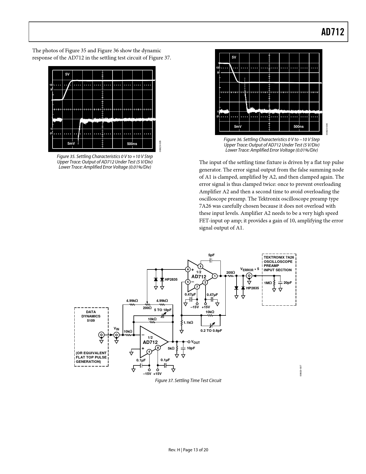 100. 5mV. 500ns. 5pF. TEKTRONIX 7A26 OSCILLOSCOPE PREAMP. ERROR × 5 ...