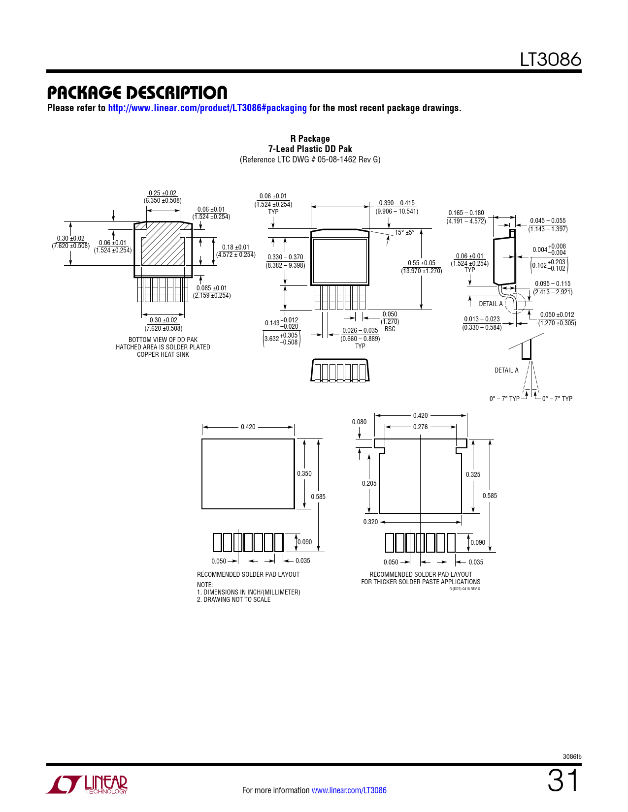 package DescripTion Please refer to http://www.linear.com/product/LT3086#packaging for the most recent package drawings