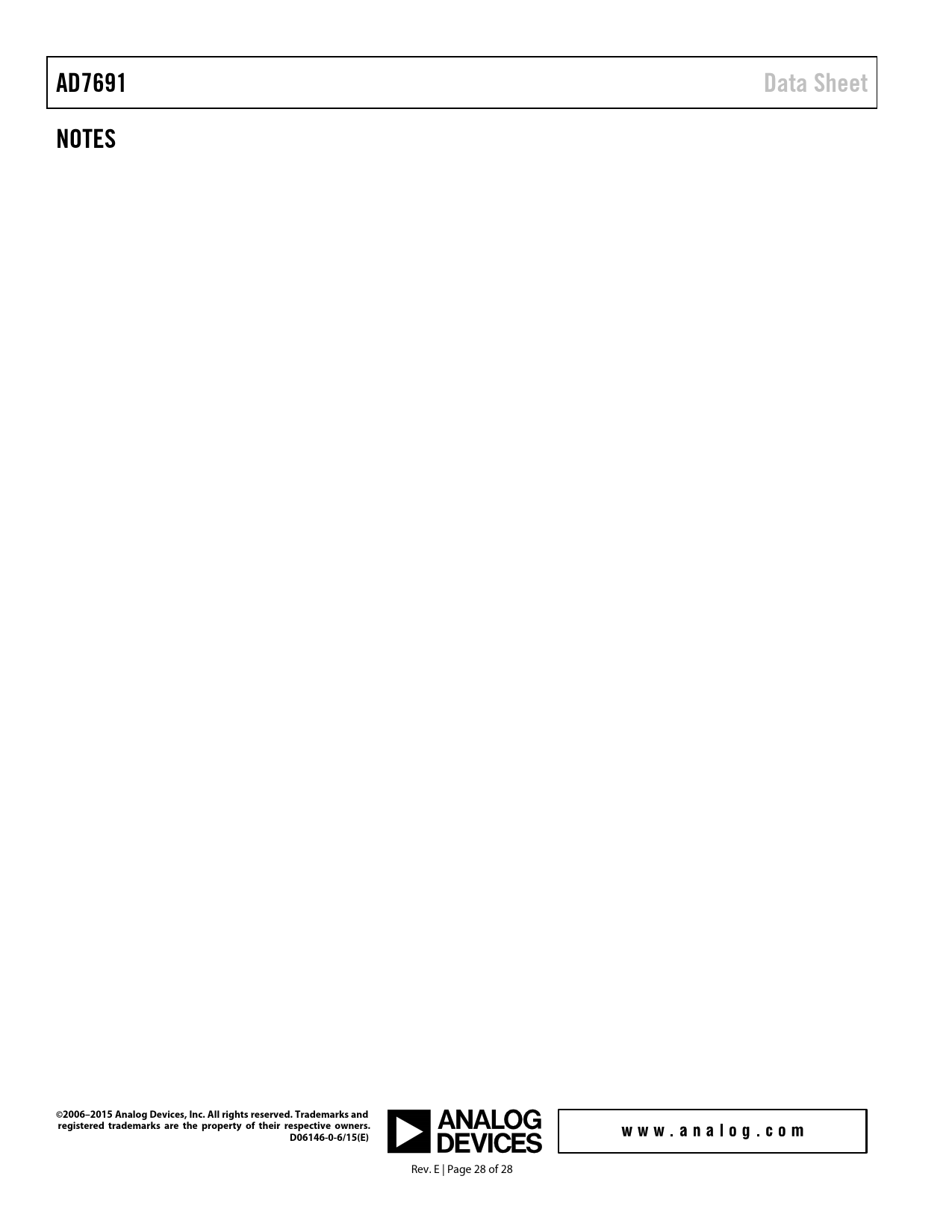 AD7691 Data Sheet NOTES