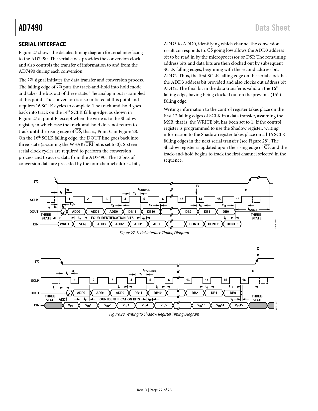 AD7490. Data Sheet. SERIAL INTERFACE. tCONVERT. SCLK. t3b. t11. tQUIET