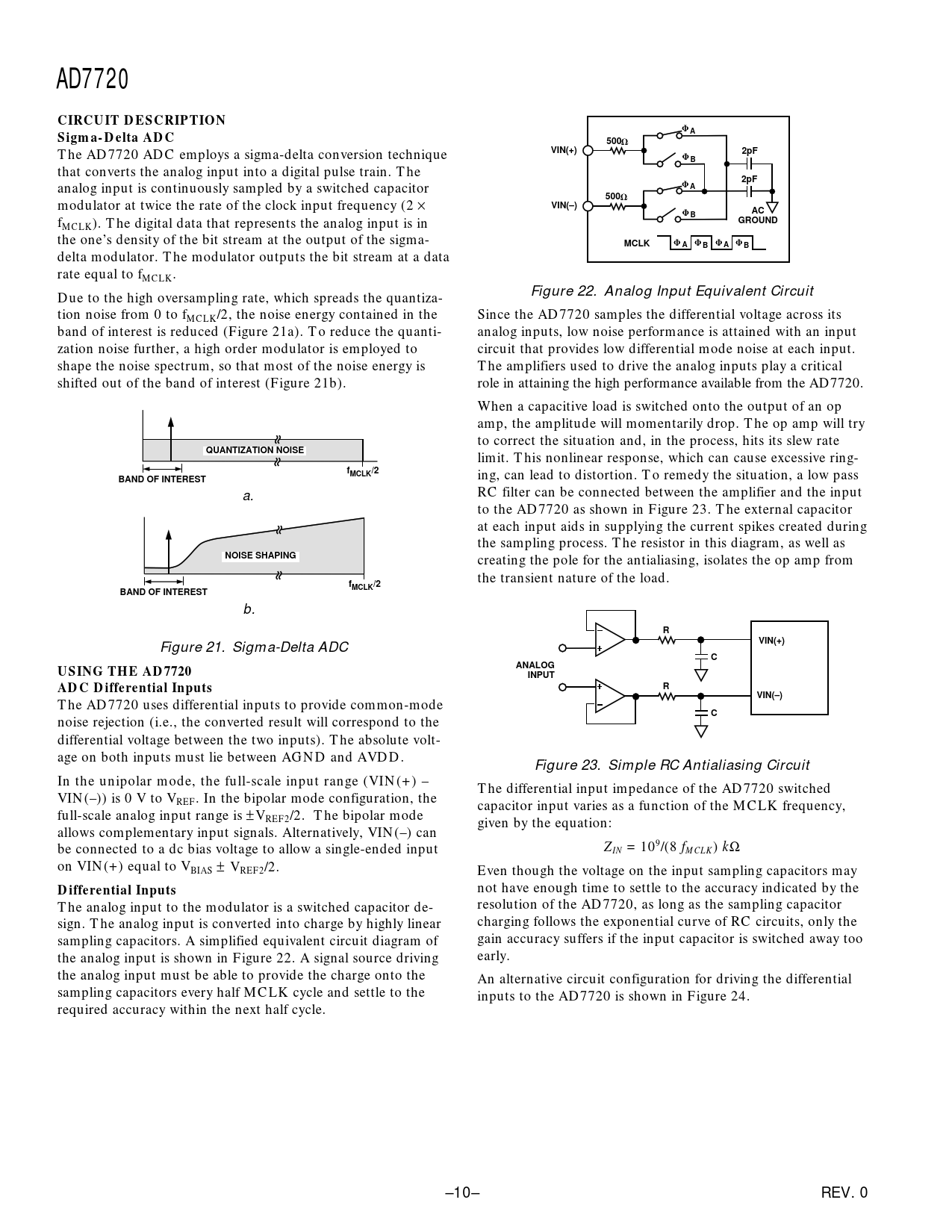 AD7720. CIRCUIT DESCRIPTION. Sigma-Delta ADC. 500. VIN(+). 2pF. VIN ...