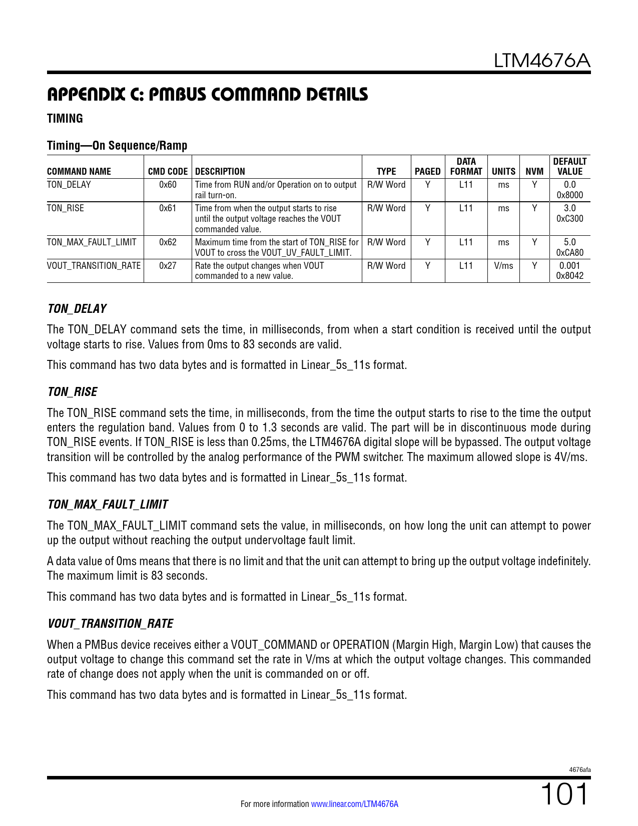 appenDix c: pMbus coMManD DeTails TIMING. Timing—On Sequence/Ramp. DATA ...