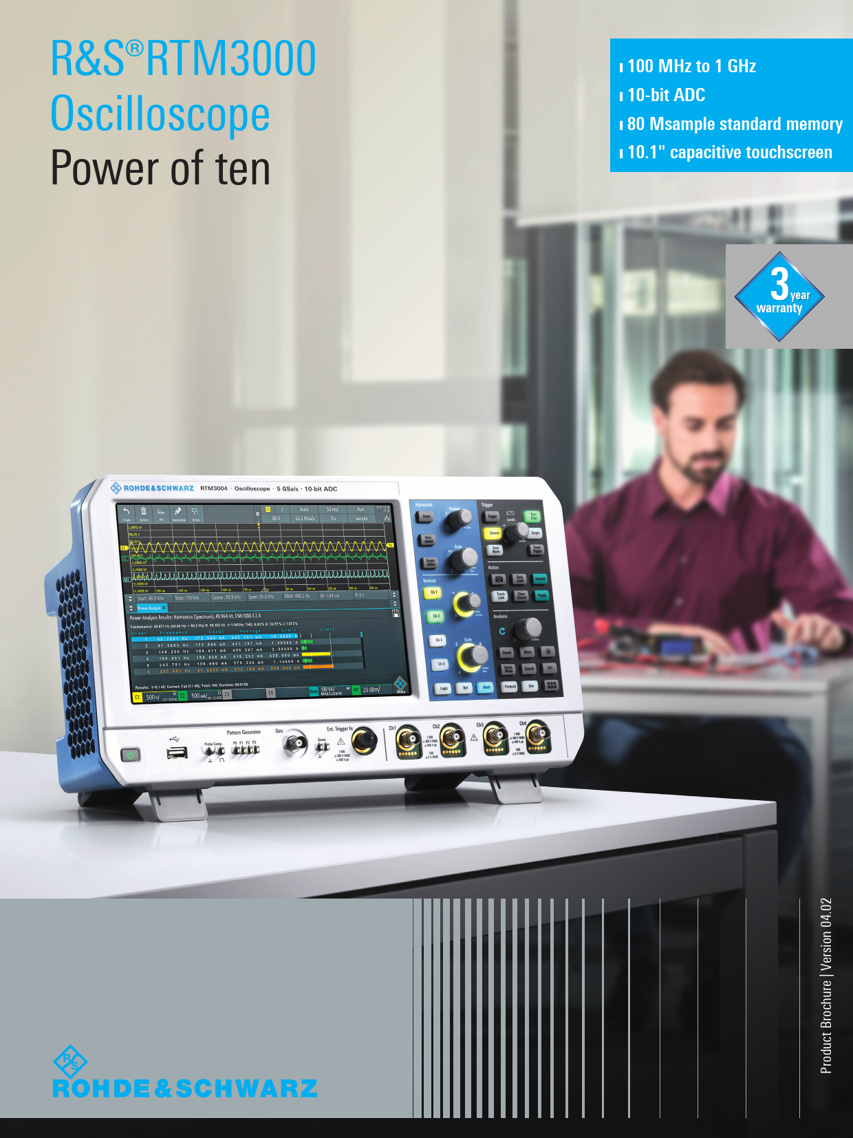 Product brochure RTM3000 oscilloscope Rohde&Schwarz, Revision: 04.02