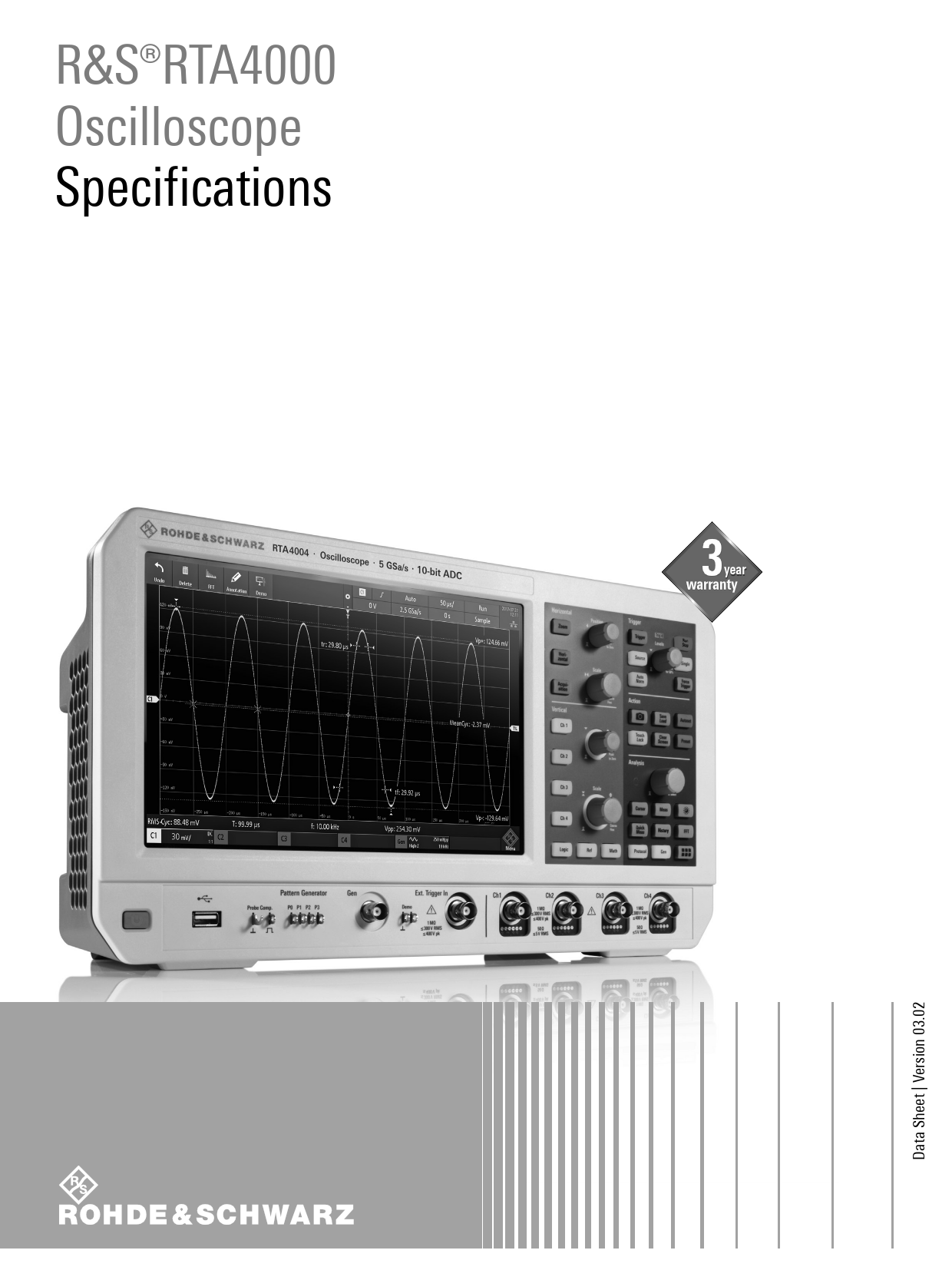 Datasheet RTA4000 oscilloscope Rohde&Schwarz, Версия: 03.02
