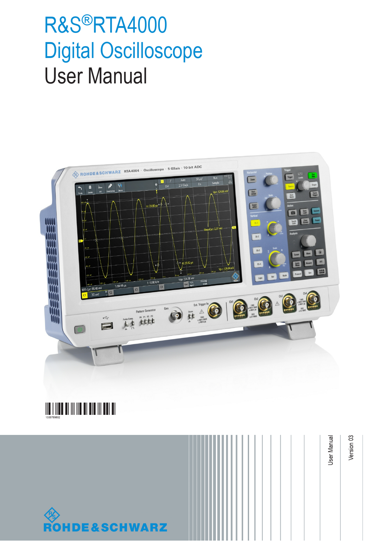 User manual RTA4000 Rohde&Schwarz, Версия: 03 (FW 1.100)