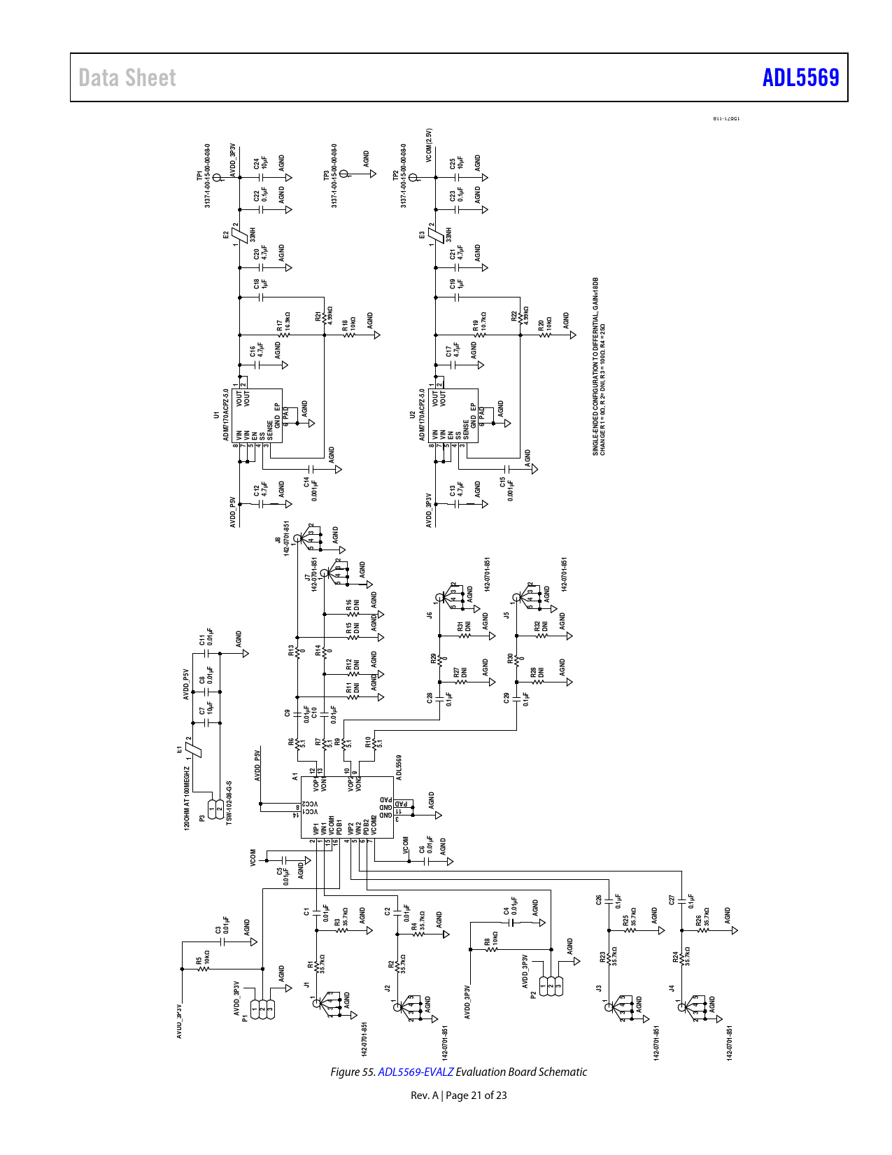 Data Sheet Adl5569 V 5 2 08 3p 00 10µ 15 3137 33n 8 1 N Ai G 99kw Ial 9kw 7kw 16 10kw 10 Rnt E 4