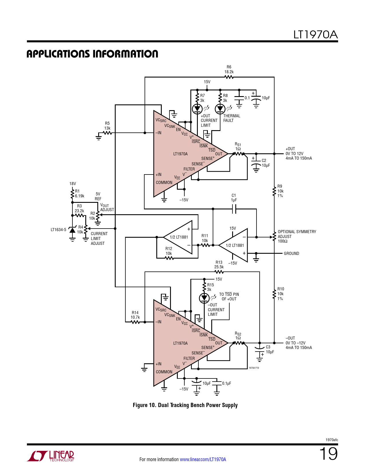 applicaTions inForMaTion Figure 10 Dual Tracking Bench Power Supply