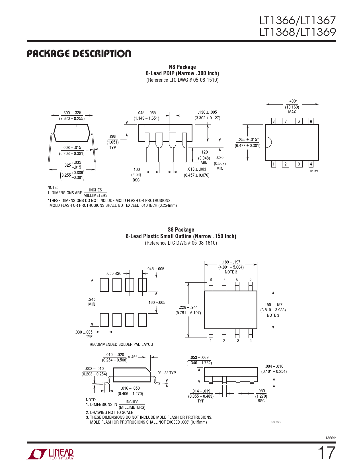 N8 Package 8-Lead PDIP (Narrow .300 Inch) S8 Package 8-Lead Plastic Small Outline (Narrow .150 Inch)