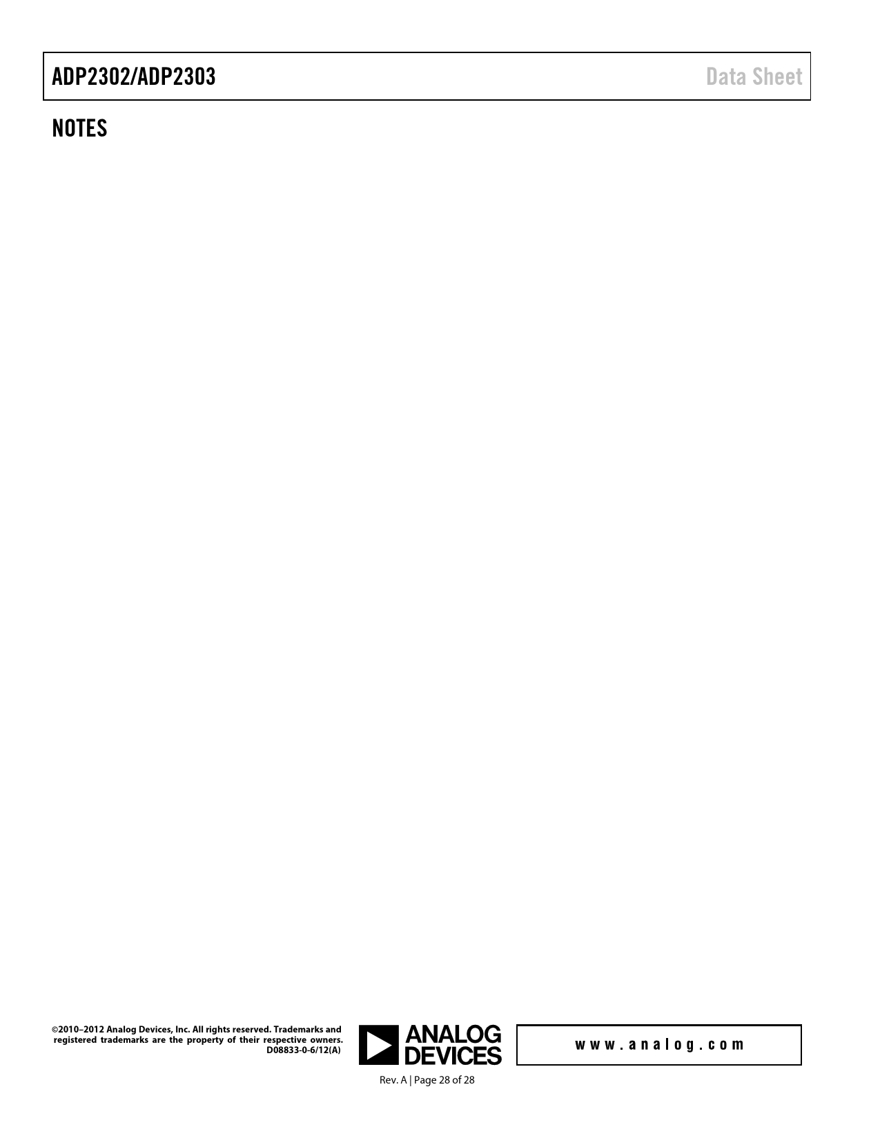 ADP2302/ADP2303 Data Sheet NOTES