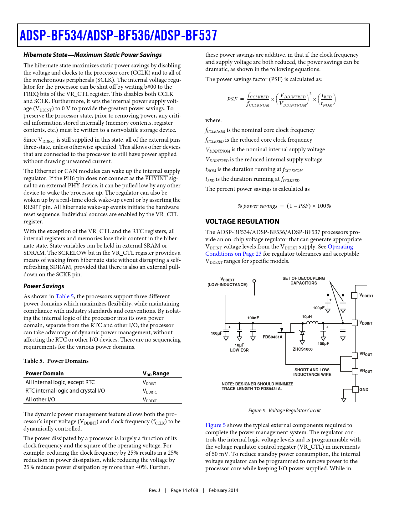 ADSP-BF534/ADSP-BF536/ADSP-BF537. Hibernate State—Maximum Static Power ...