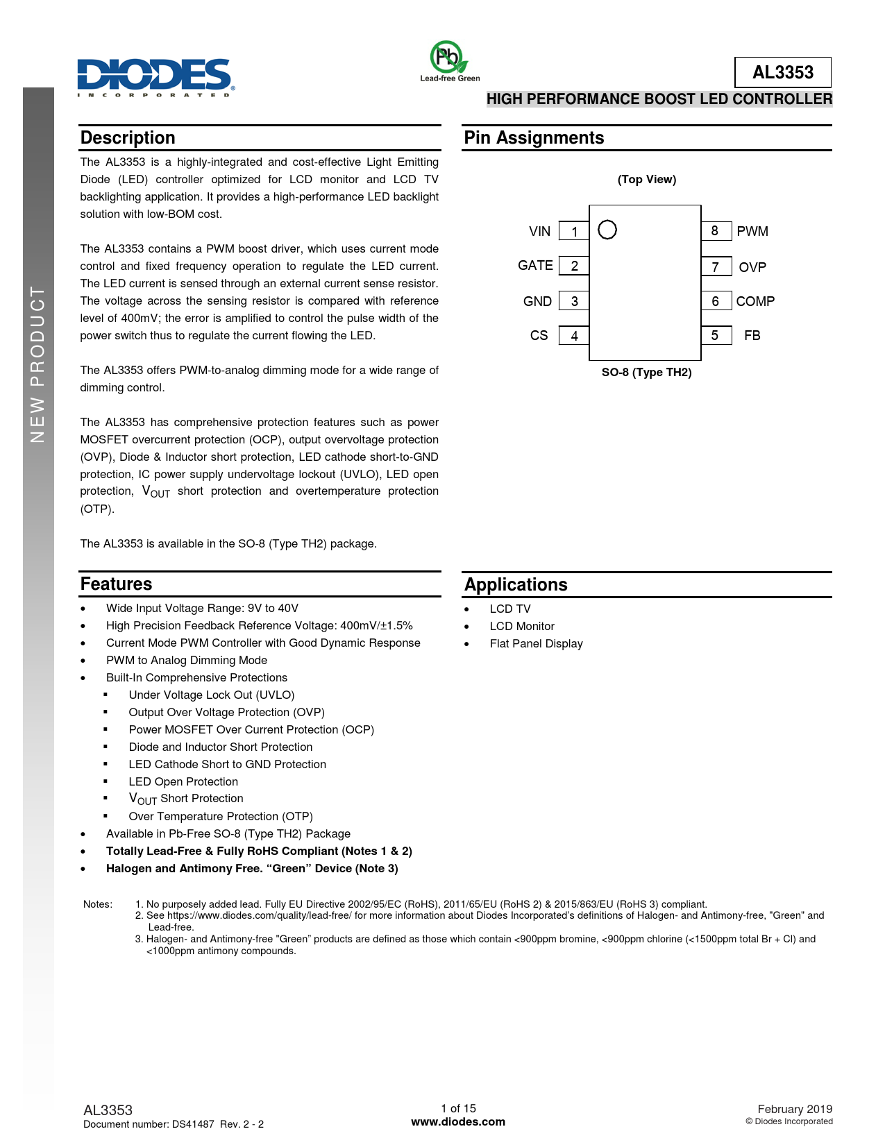 AL3353 Datasheet by Diodes Incorporated