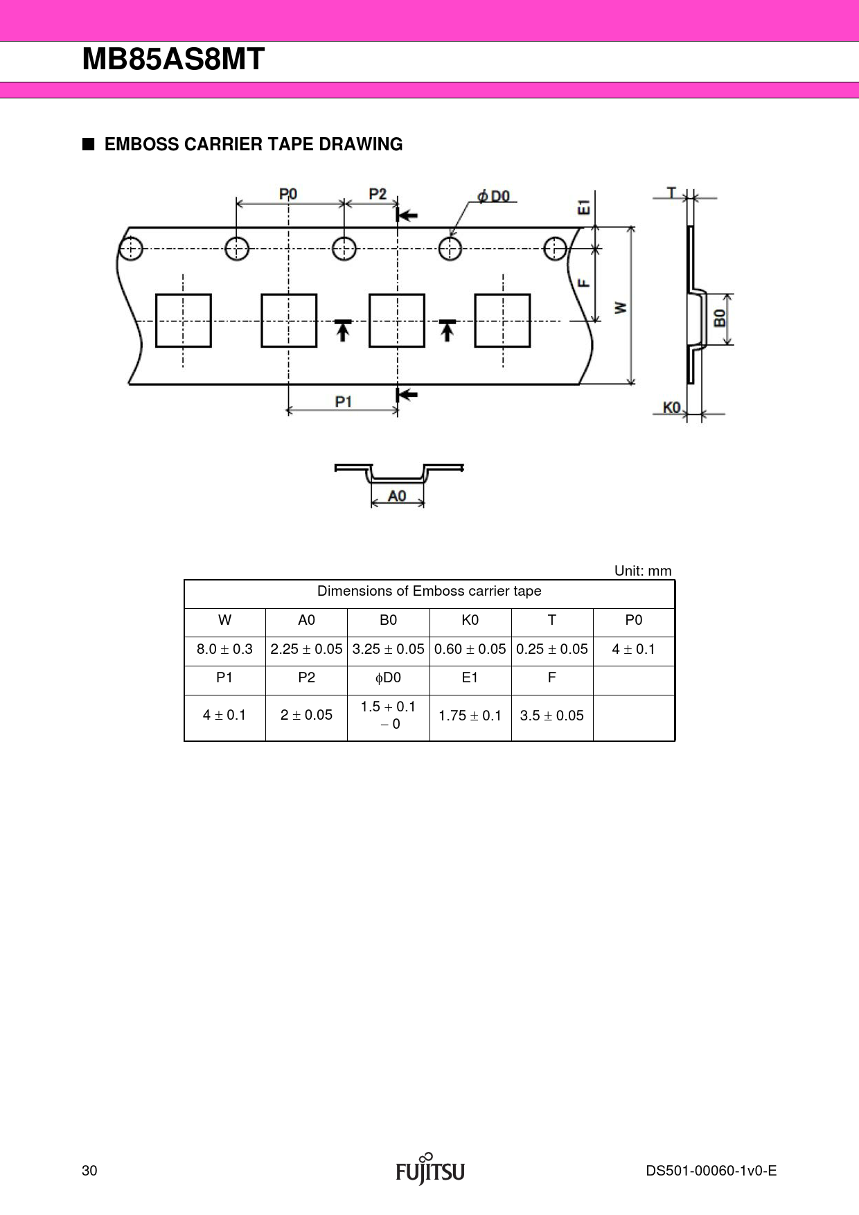 mb85as8mt-emboss-carrier-tape-drawing-datasheet-mb85as8mt-fujitsu
