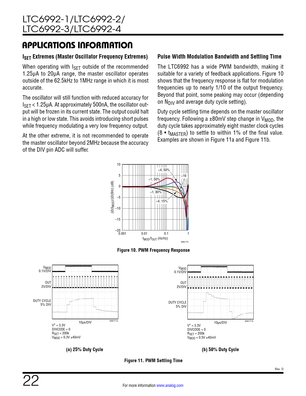APPLICATIONS INFORMATION. ISET Extremes (Master Oscillator Frequency
