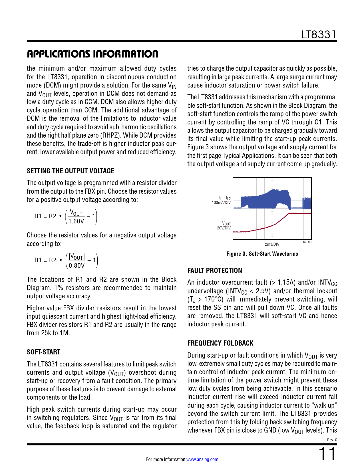 APPLICATIONS INFORMATION. SETTING THE OUTPUT VOLTAGE. Figure 3. Soft