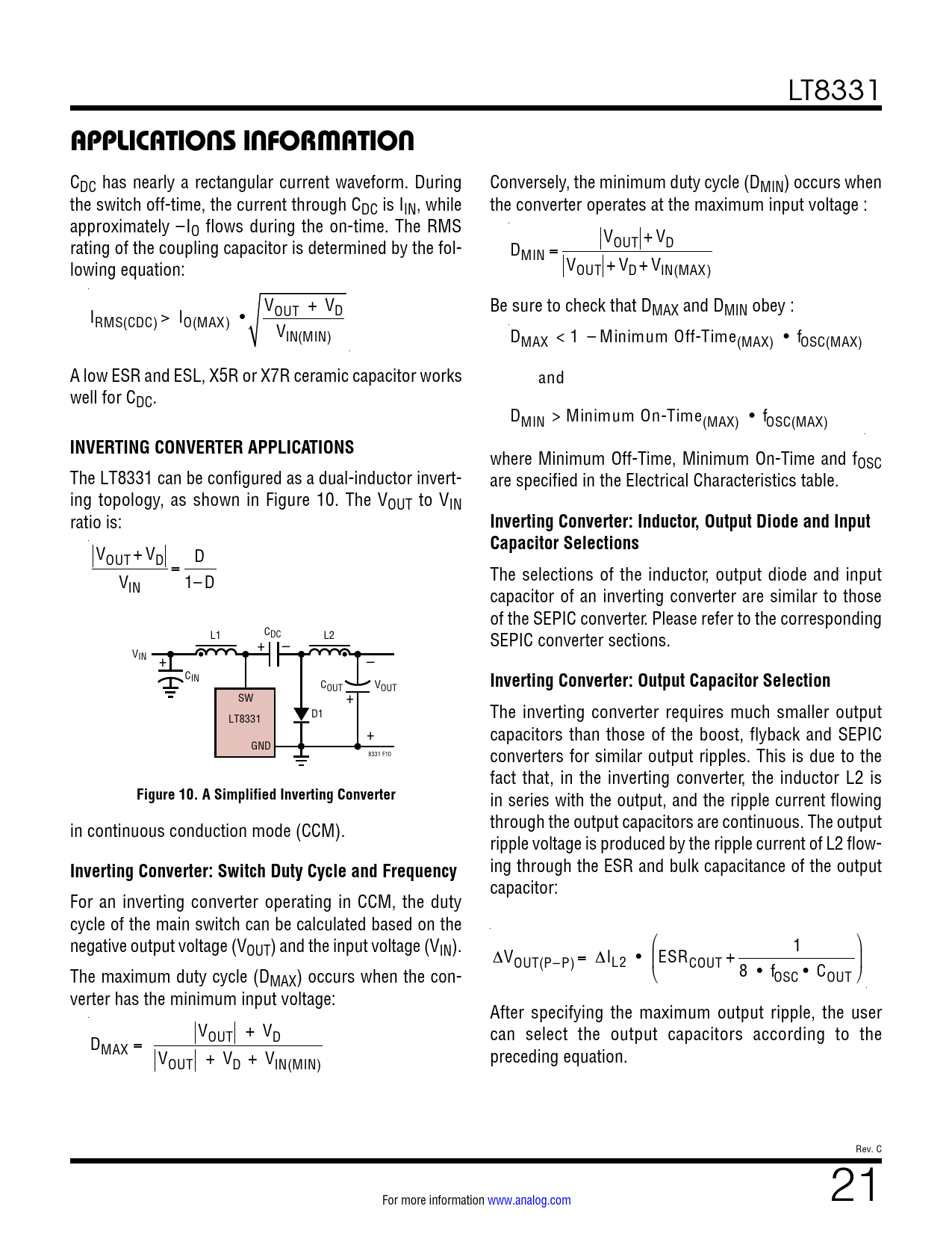 APPLICATIONS INFORMATION. INVERTING CONVERTER APPLICATIONS. Inverting ...