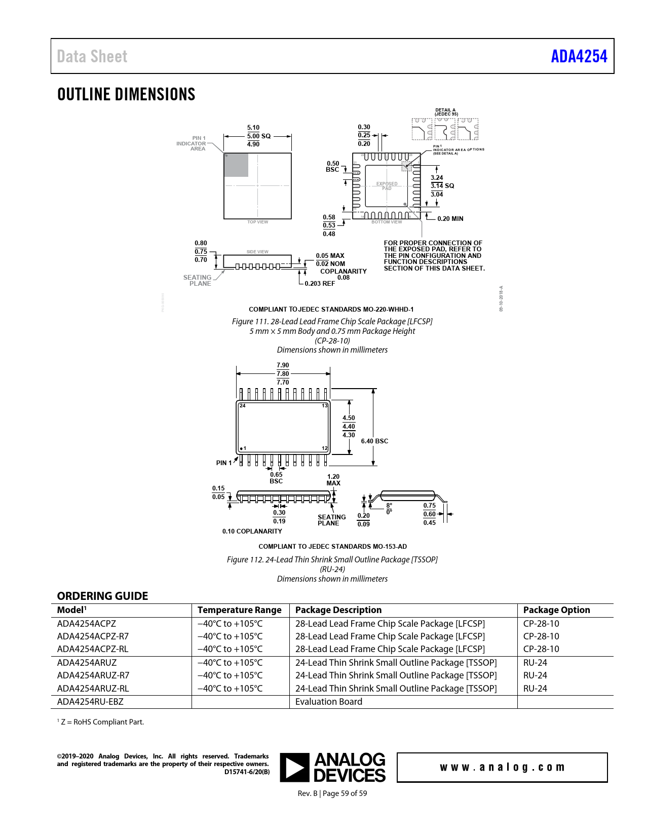 Data Sheet. ADA4254. OUTLINE DIMENSIONS. DETAIL A. (JEDEC 95). 5.10. 0.