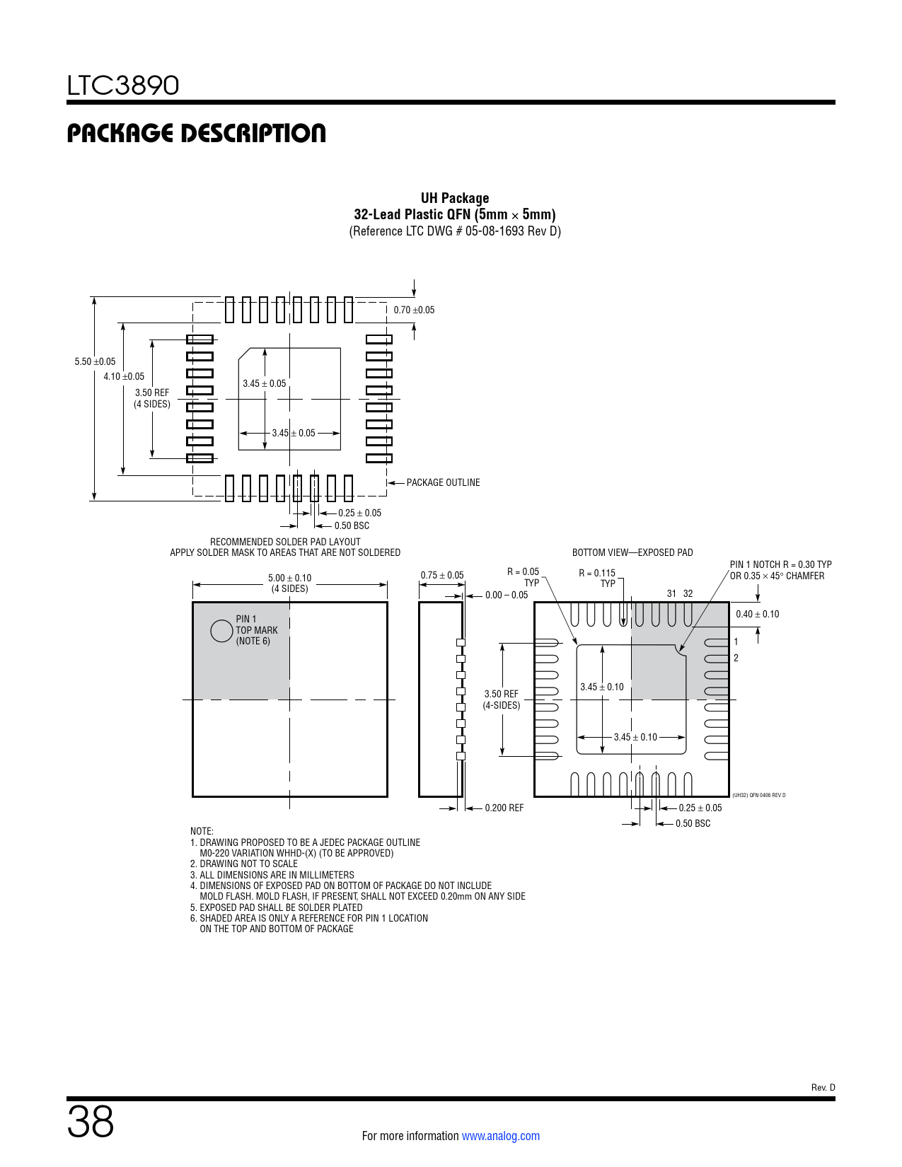 PACKAGE DESCRIPTION. UH Package. 32Lead Plastic QFN (5mm. 5mm