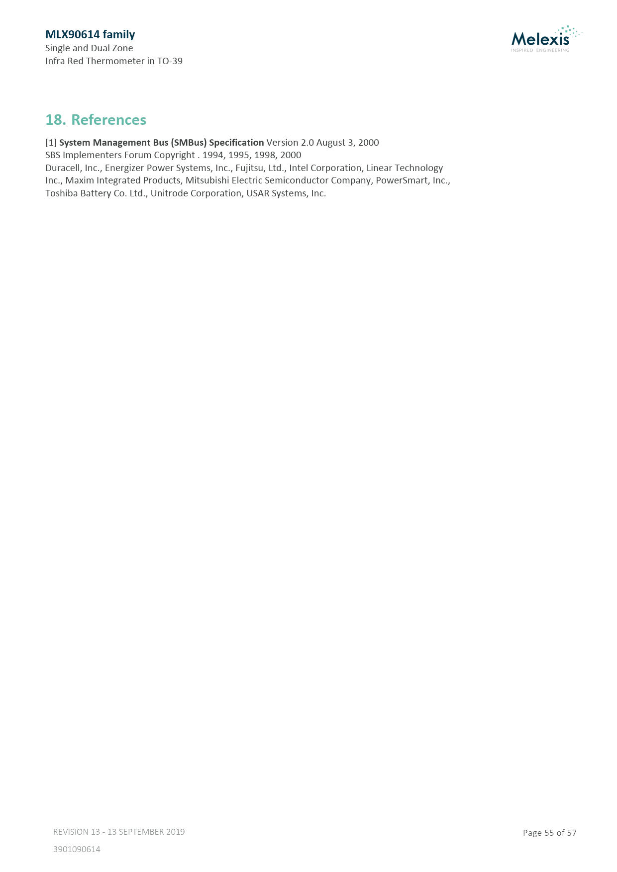 MLX90614 family. 18. References. System Management Bus (SMBus ...