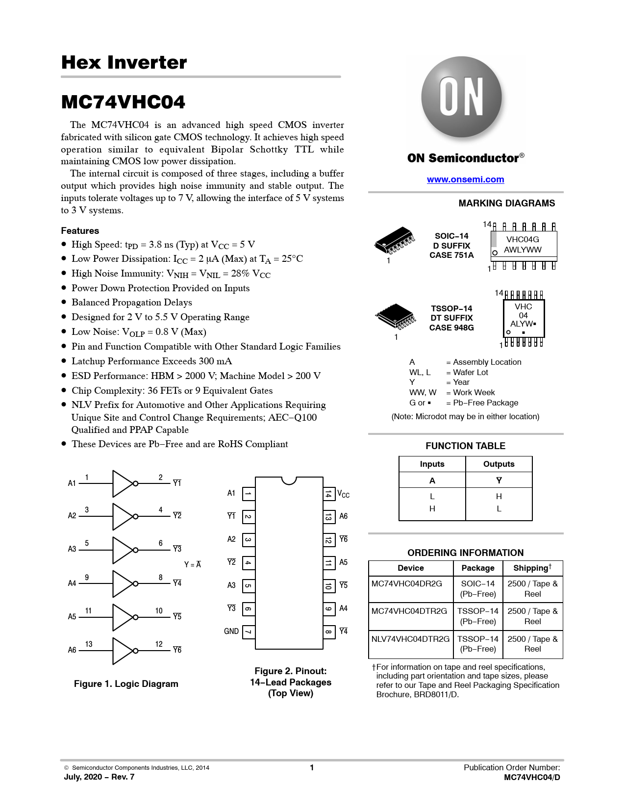 Datasheet MC74VHC04 ON Semiconductor, Revision: 7