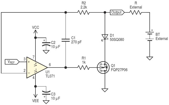 Schematic of a simple positive shunt voltage limiter