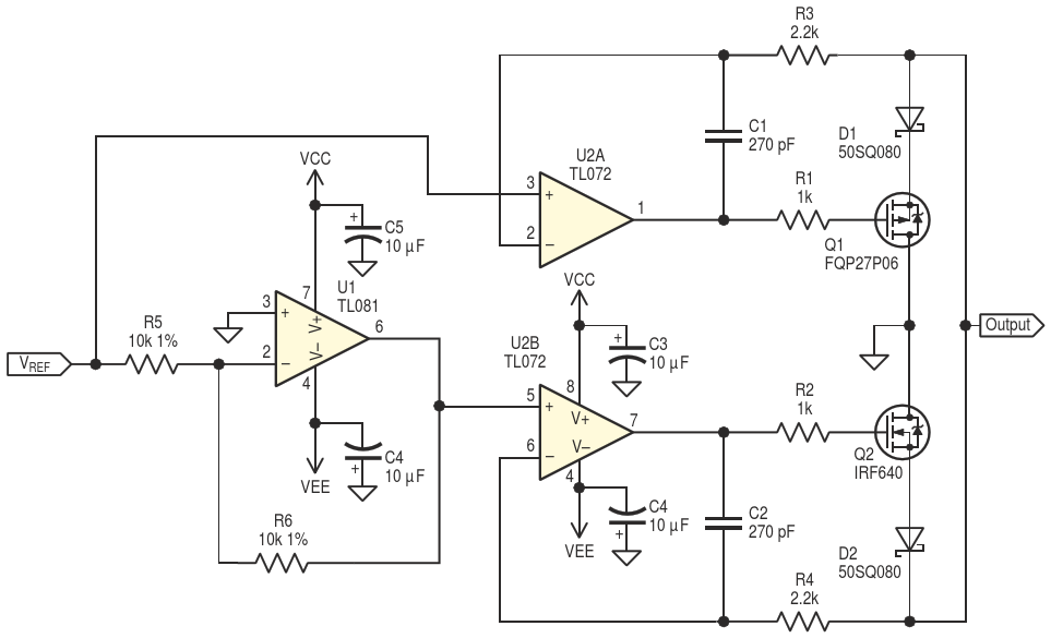 Schematic for a symmetrical shunt voltage limiter