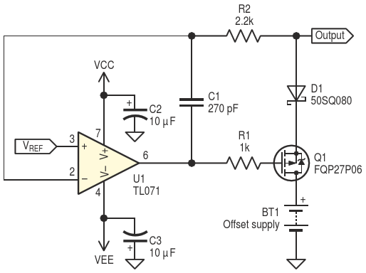 Schematic of a voltage limiter capable of operating below 1 V