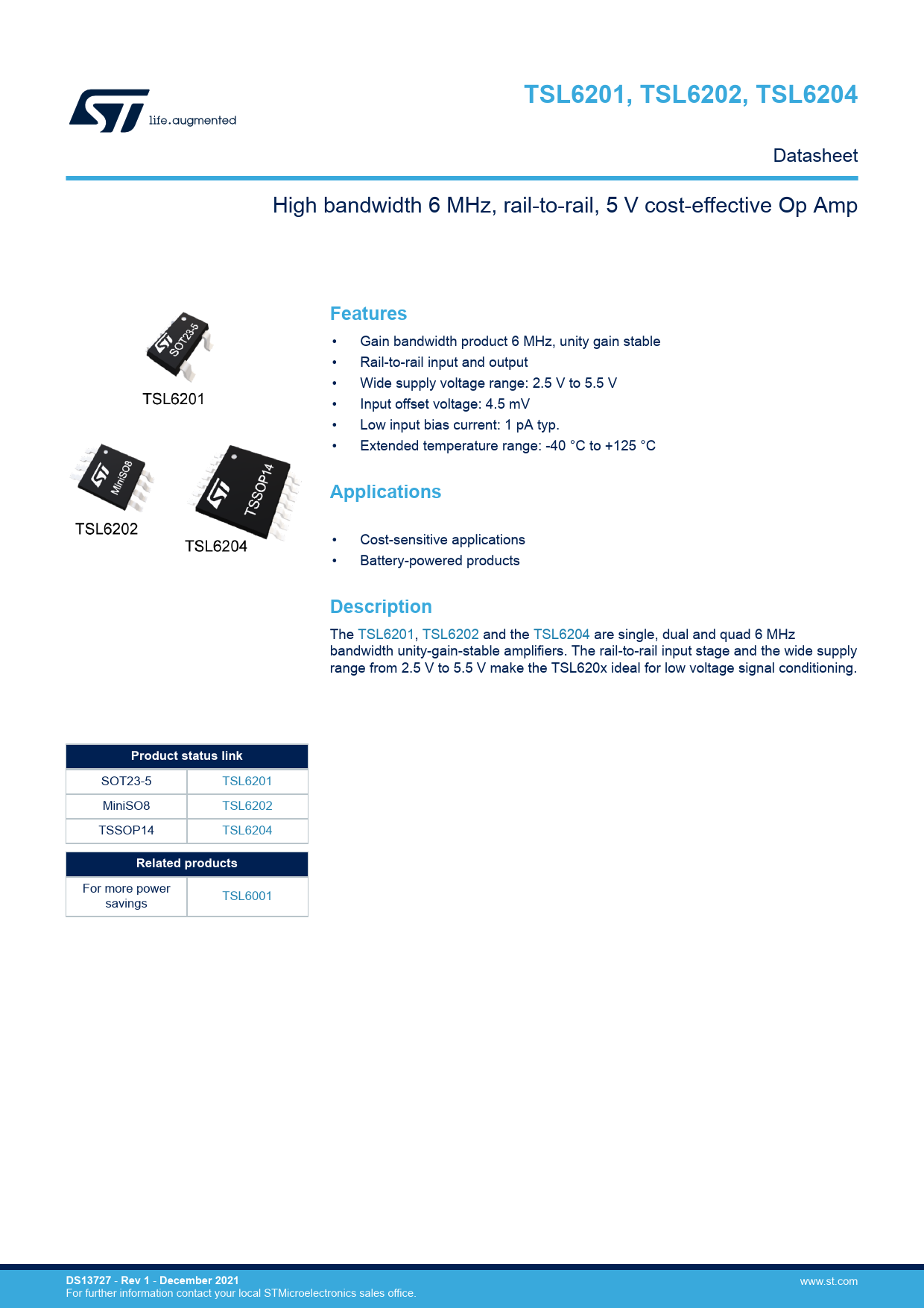 Datasheet L6204 STMicroelectronics