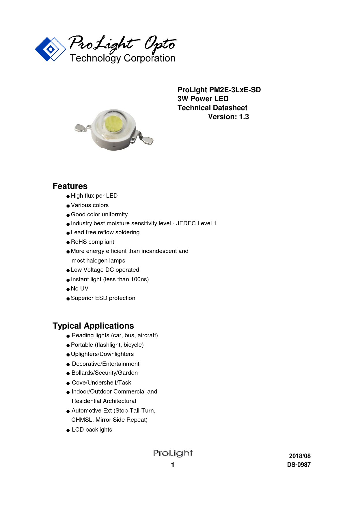 Datasheet PM2E Prolight