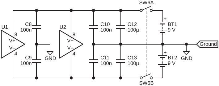 Diagram showing the power supply