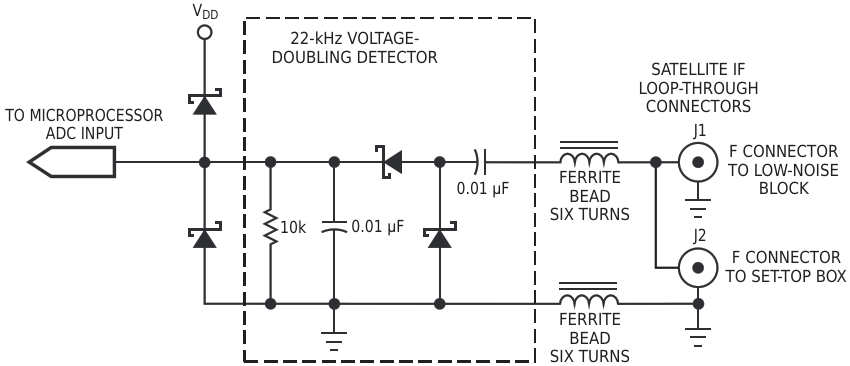 This circuit enables the microcontroller to decode the DISEqC-protocol bit stream