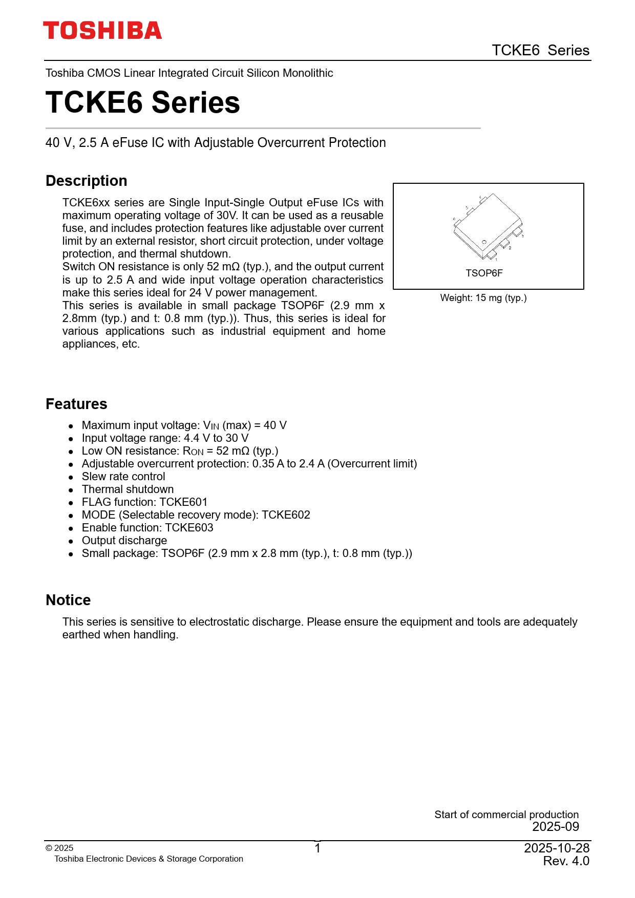 Datasheet TCKE6 Toshiba