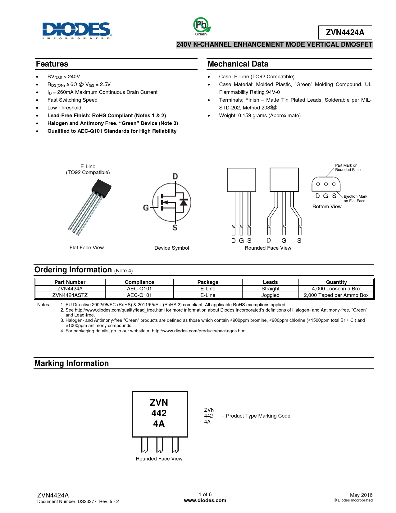 Datasheet ZVN4424A Diodes