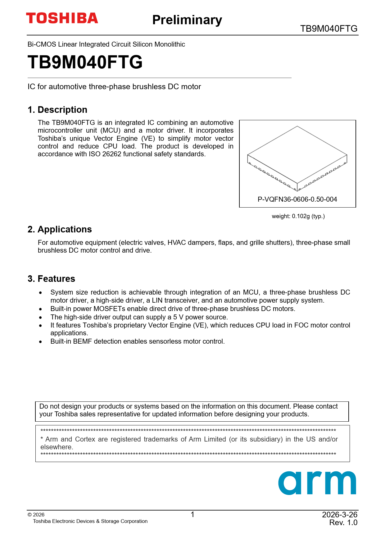 Datasheet TB9M040FTG Toshiba