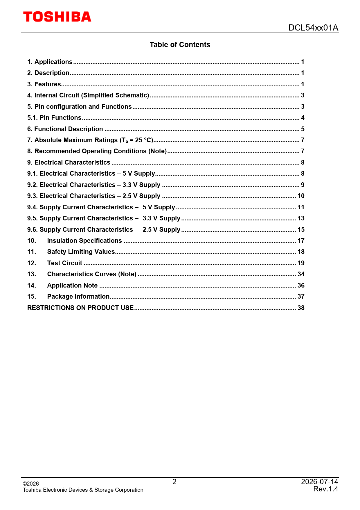 Table of Contents Applications . 1 Description . 1 Features.. 1 Internal Circuit (Simplified Schematic) . 3
