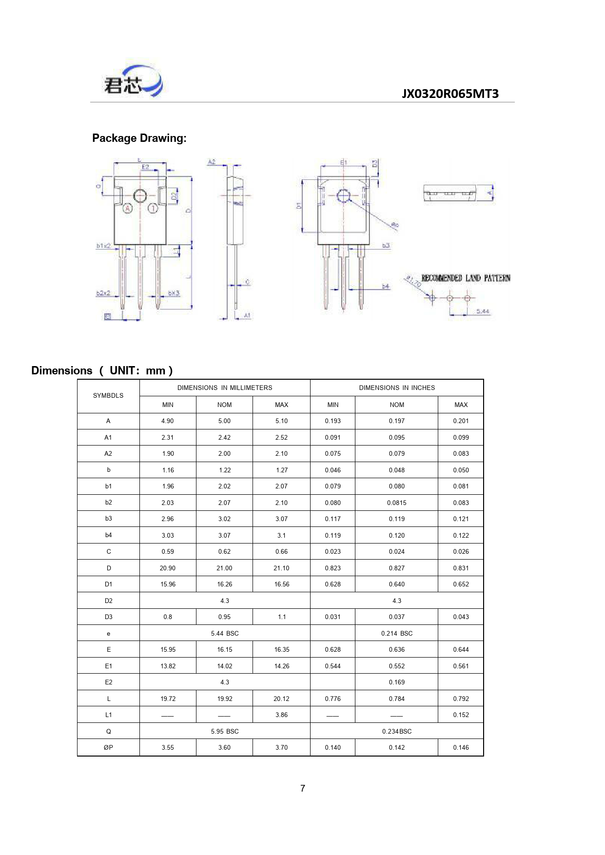 JX0320R065MT3 Package Drawing: Dimensions( UNIT:mm )