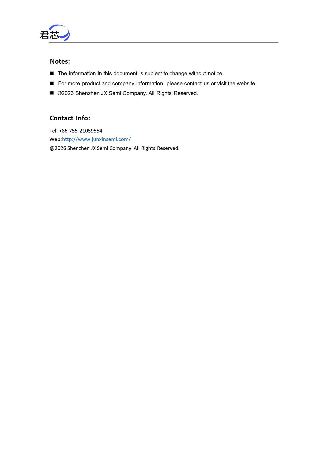 Notes: Contact Info: