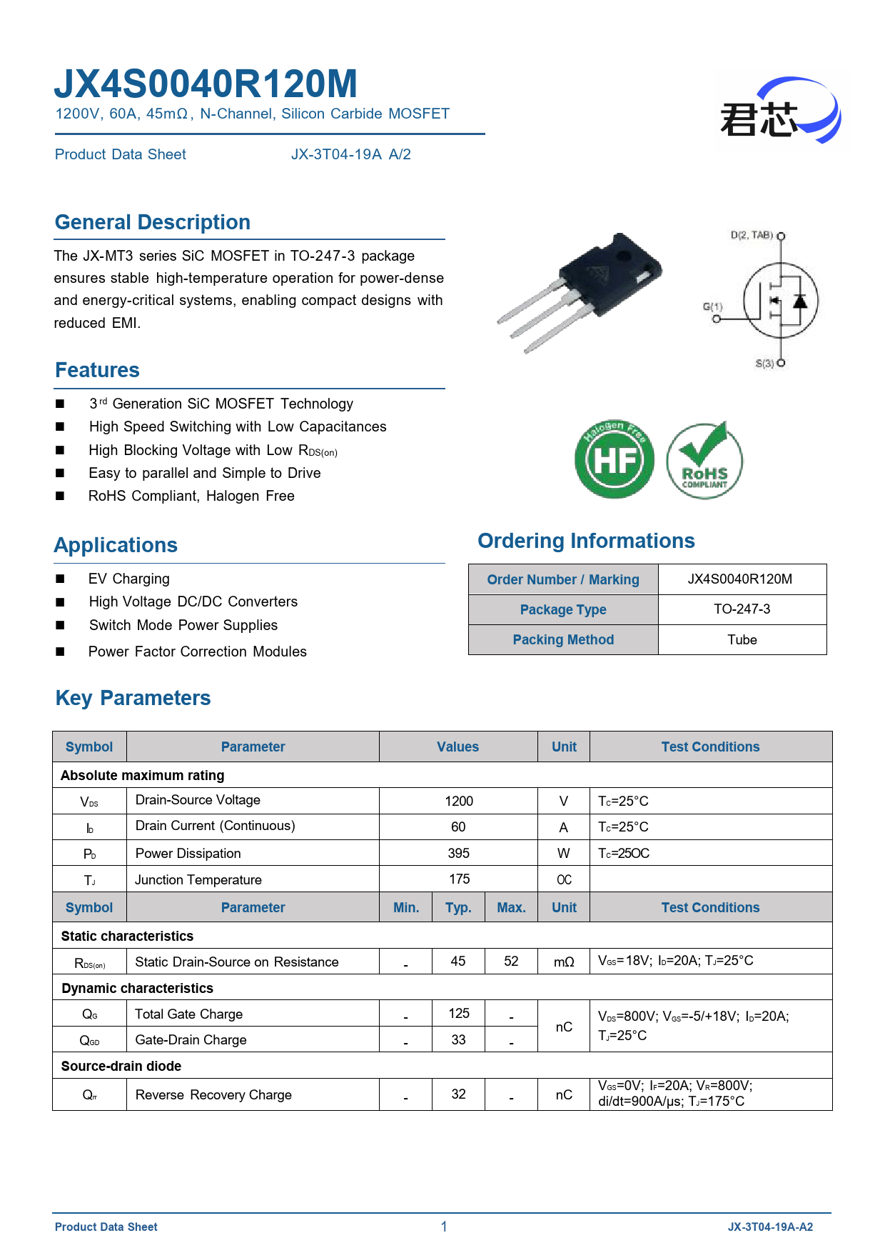 Datasheet JX4S0040R120M JX Semiconductor