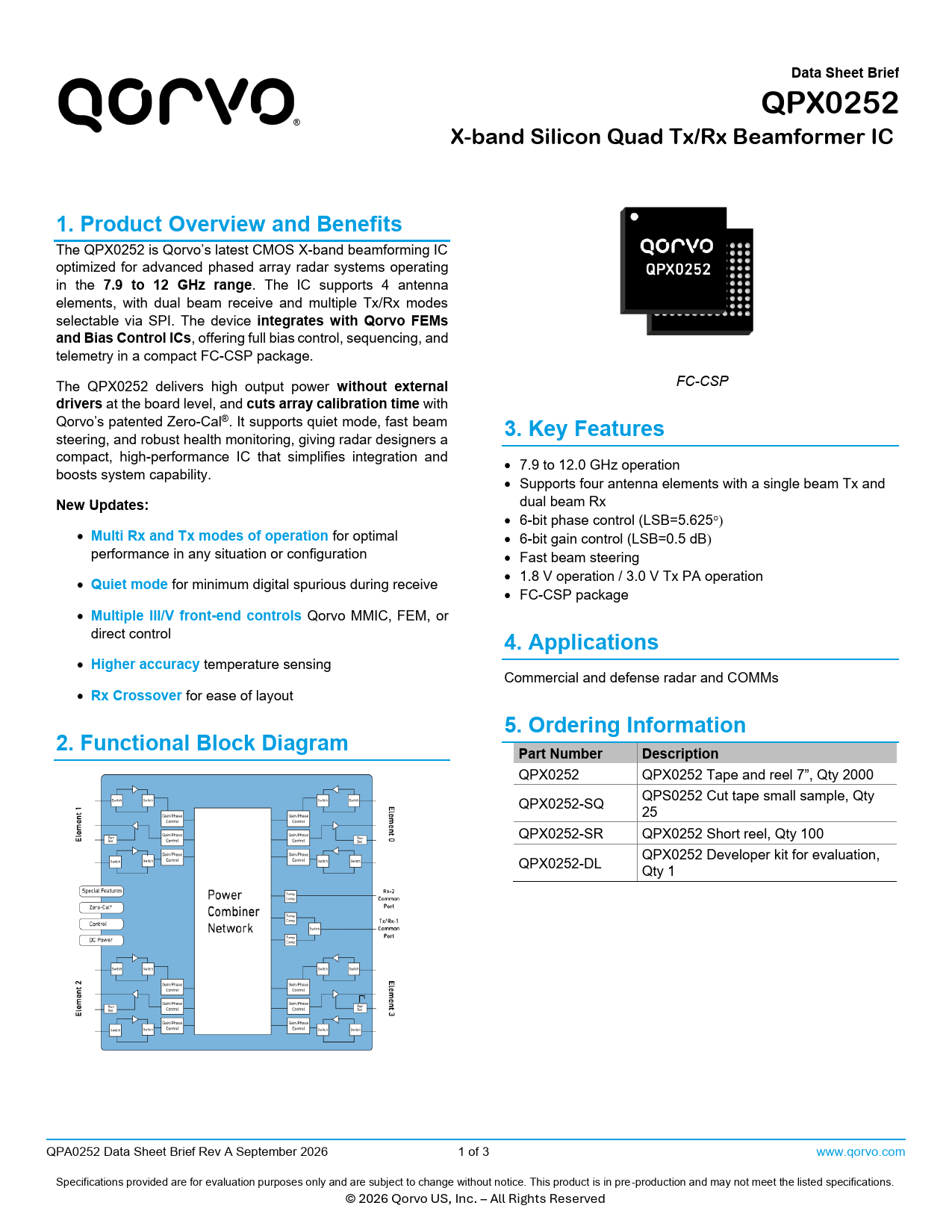 Datasheet Brief QPX0252 Qorvo