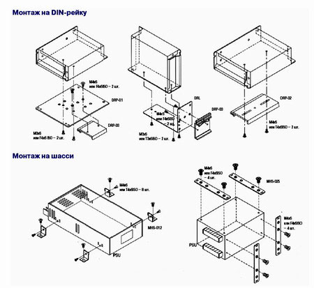 монтаж DIN рейка шасси
