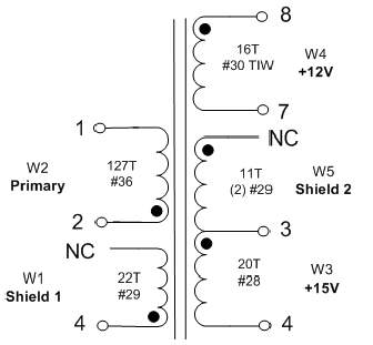Электрическая схема Спецификация на трансформатор