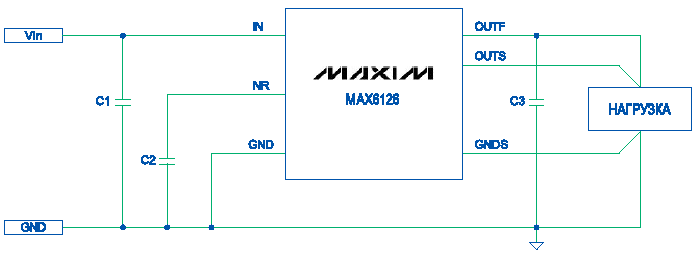 Схема типового включения микросхемы MAX6126