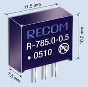 Recom R-78xx-0.5 миниатюрный импульсный регулятор