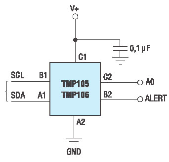 Типовое включение TMP105, TMP106