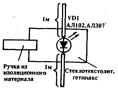 Около штыревой антенны с помощью устройства вы можете увидеть, как ваш передатчик заставляет светиться индикатор