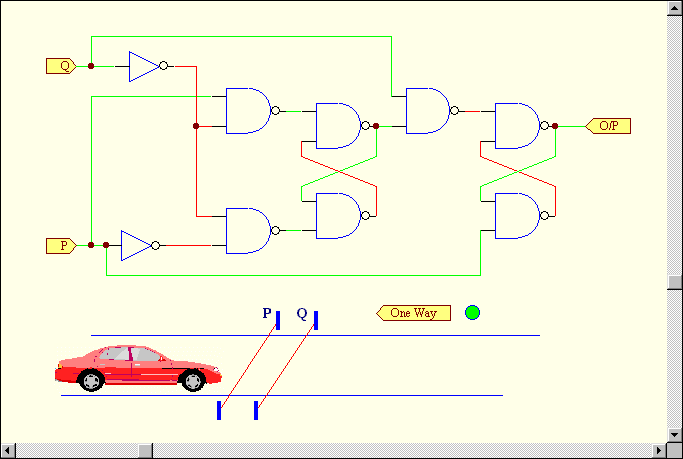 car going in the direction that the car is pointing in